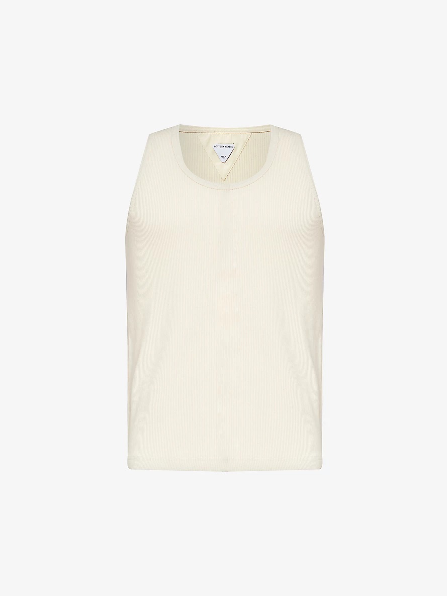 Scoop-neck ribbed stretch-cotton tank top - 1