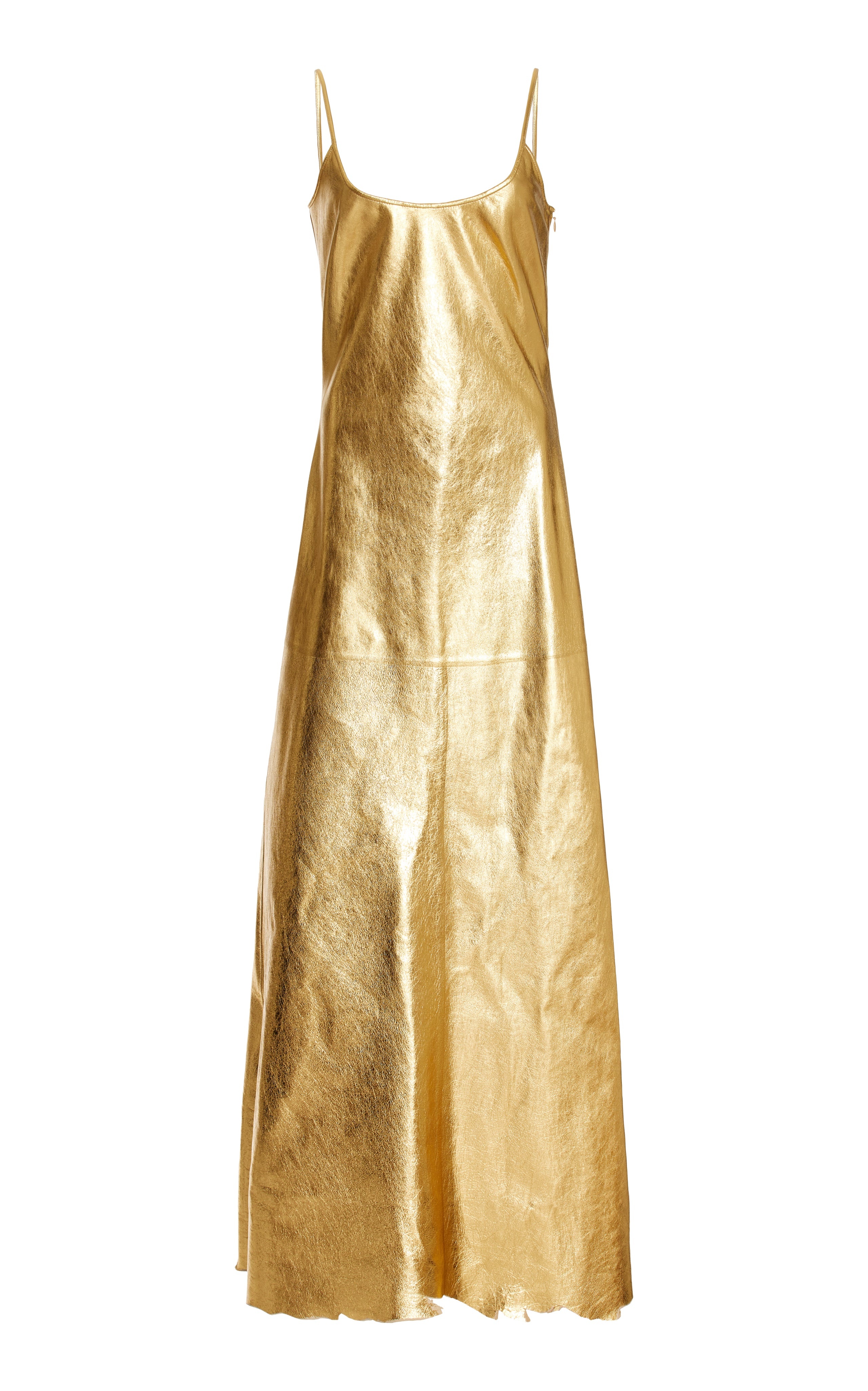 Teles Slip Dress in Gold Leather - 1