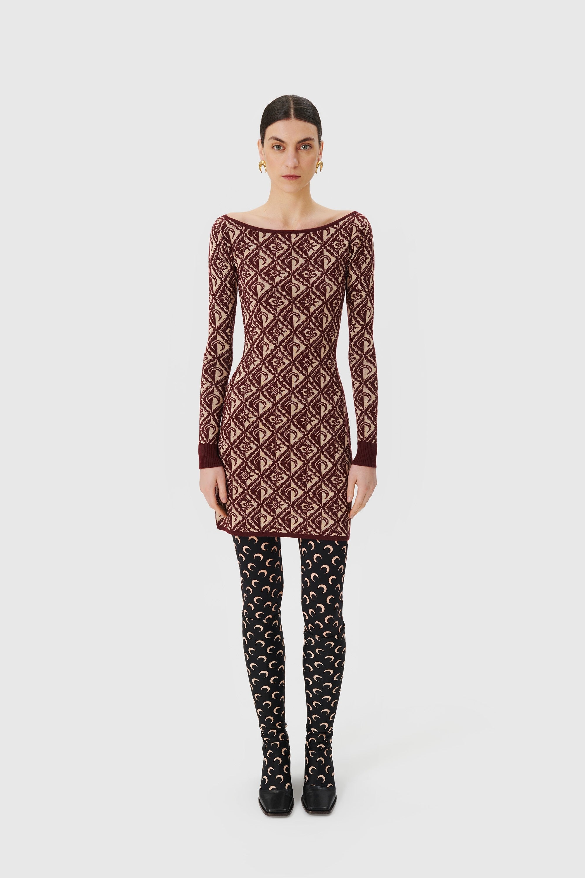 Moon Diamant Knit Jacquard Mini Dress - 2