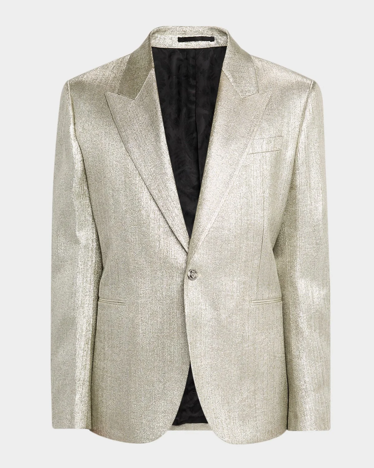 Men's Peak-Lapel Metallic-Woven Evening Jacket - 1