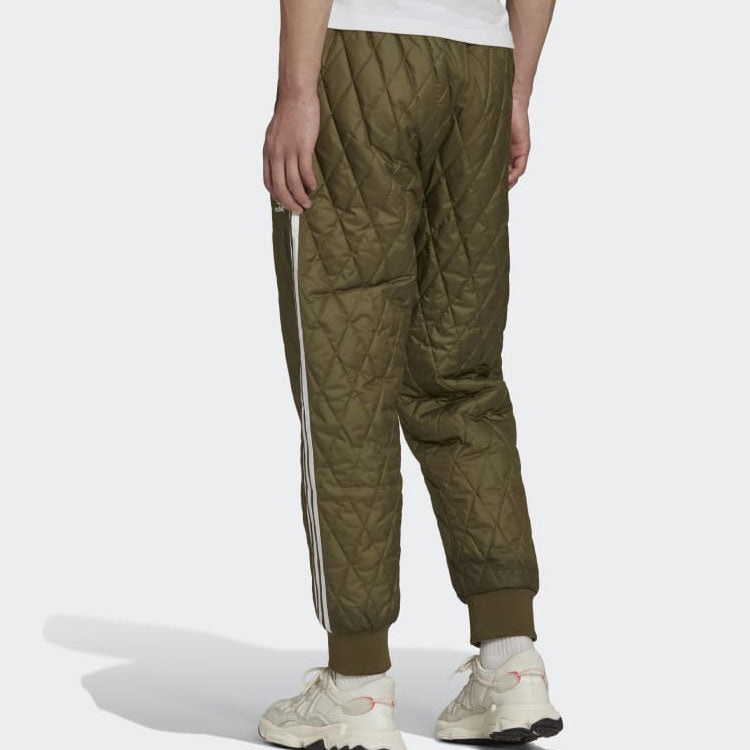 Men's adidas originals Embroidered Logo Stripe Design Casual Sports Pants/Trousers/Joggers Olive Gre - 4