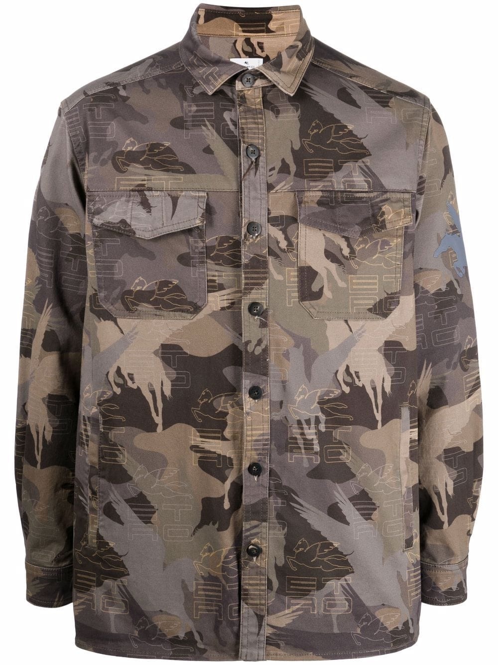 camouflage-pattern button-fastening shirt - 1