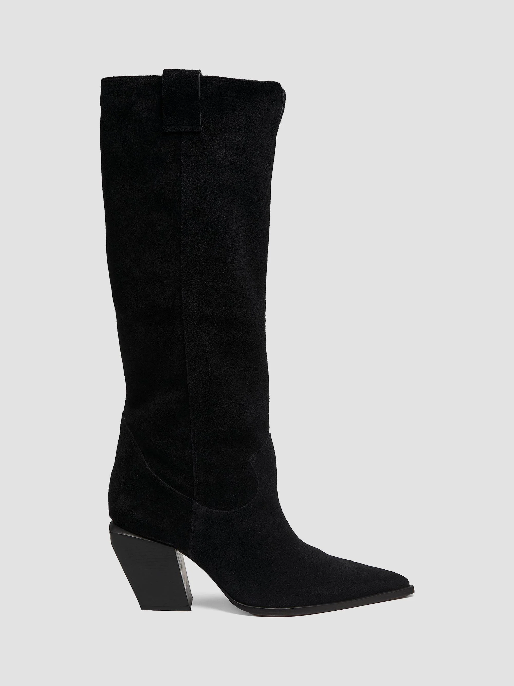 Women's 85MM Point-Toe Suede Boots - Black - 1