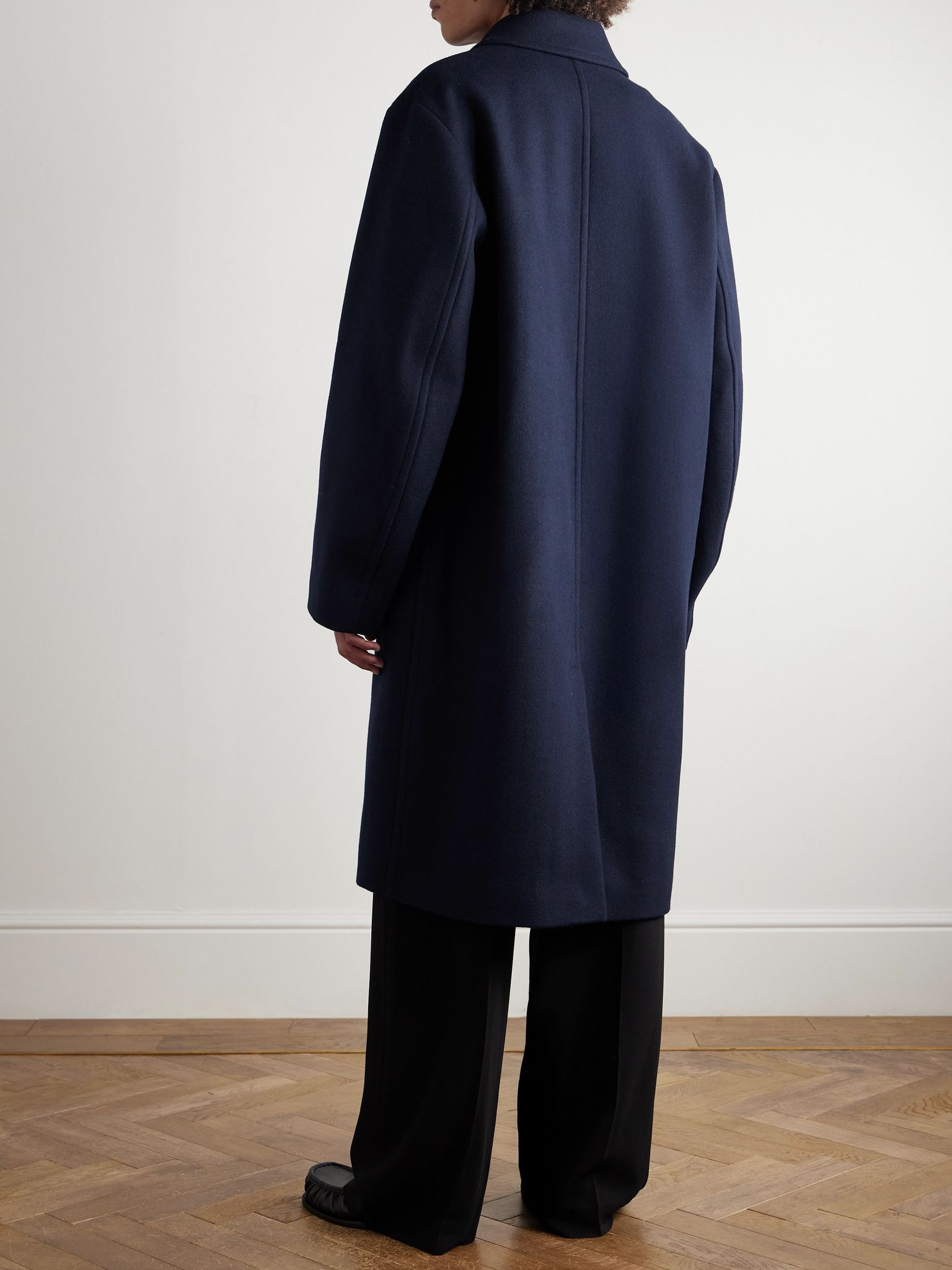 Wool-Blend Twill Coat Navy - 4