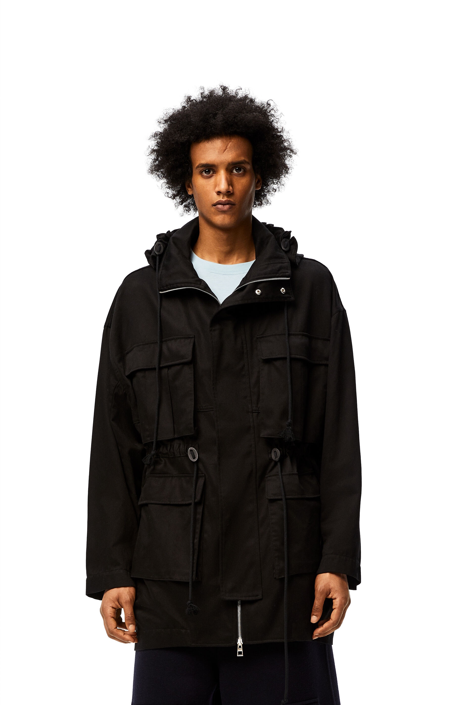 Patch pocket hooded parka in cotton - 3