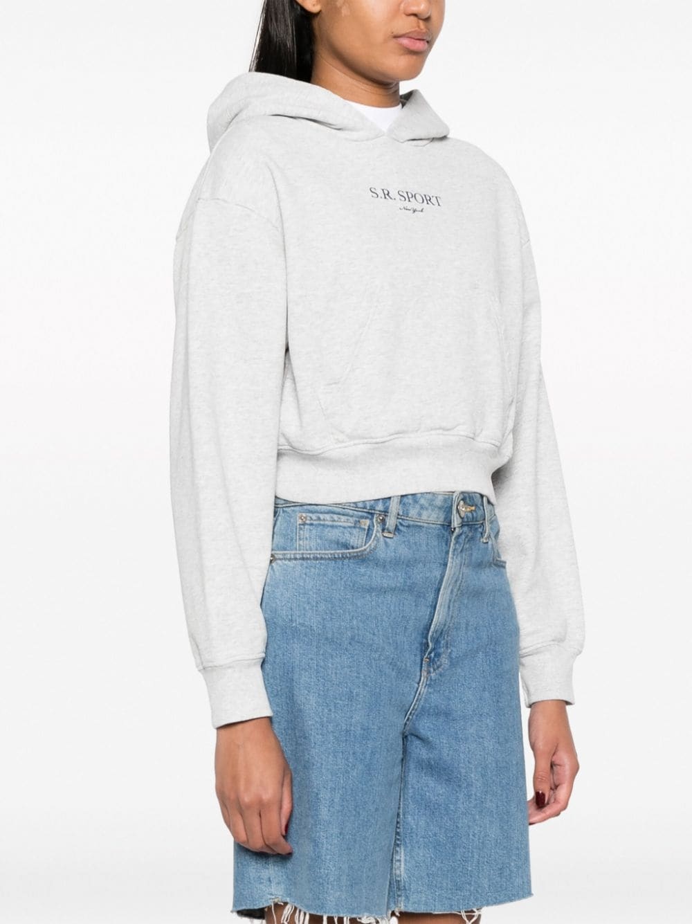 slogan-print mÃ©lange-effect hoodie - 3