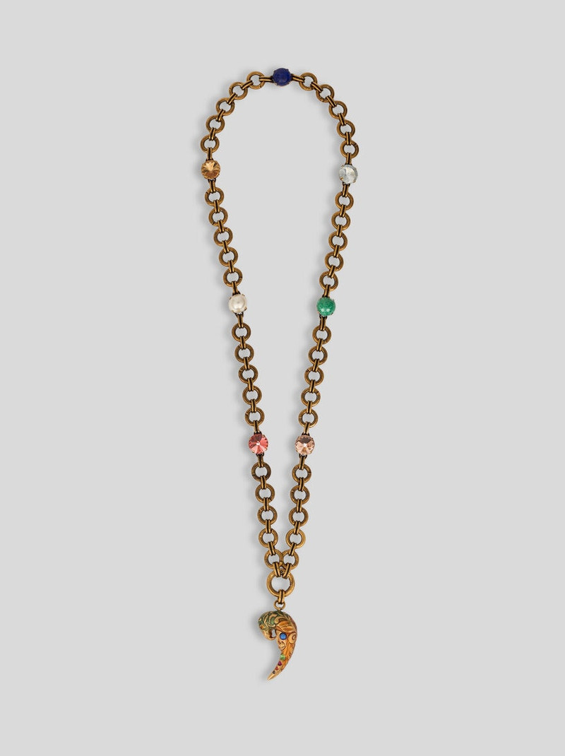 NECKLACE WITH PAISLEY PARROT AND CRYSTALS 1