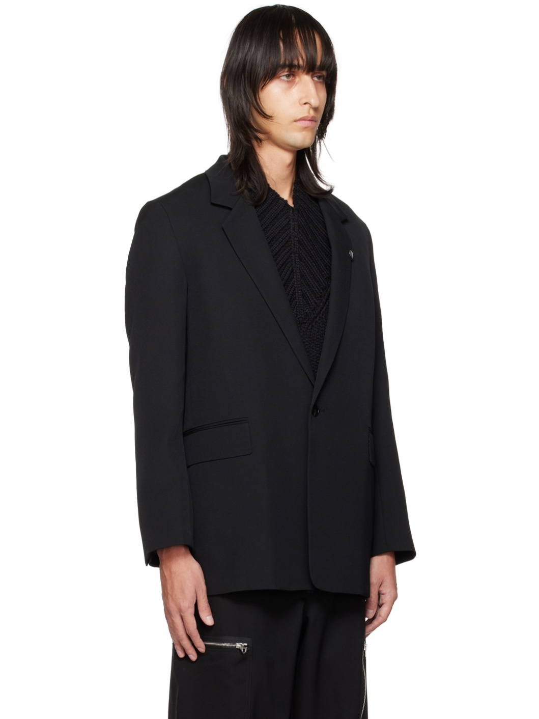 Black Latch Hook Blazer - 2