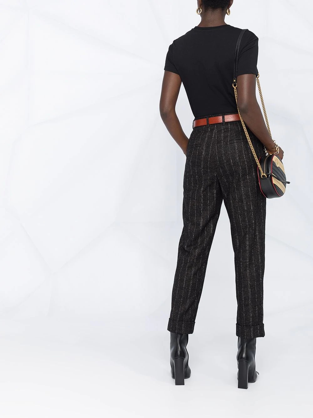 pinstripe cropped trousers - 3