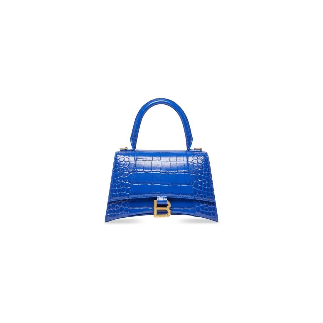 Women's Hourglass Small Handbag Crocodile Embossed  in Electric Blue - 1