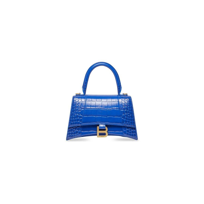 Women's Hourglass Small Handbag Crocodile Embossed  in Electric Blue 1