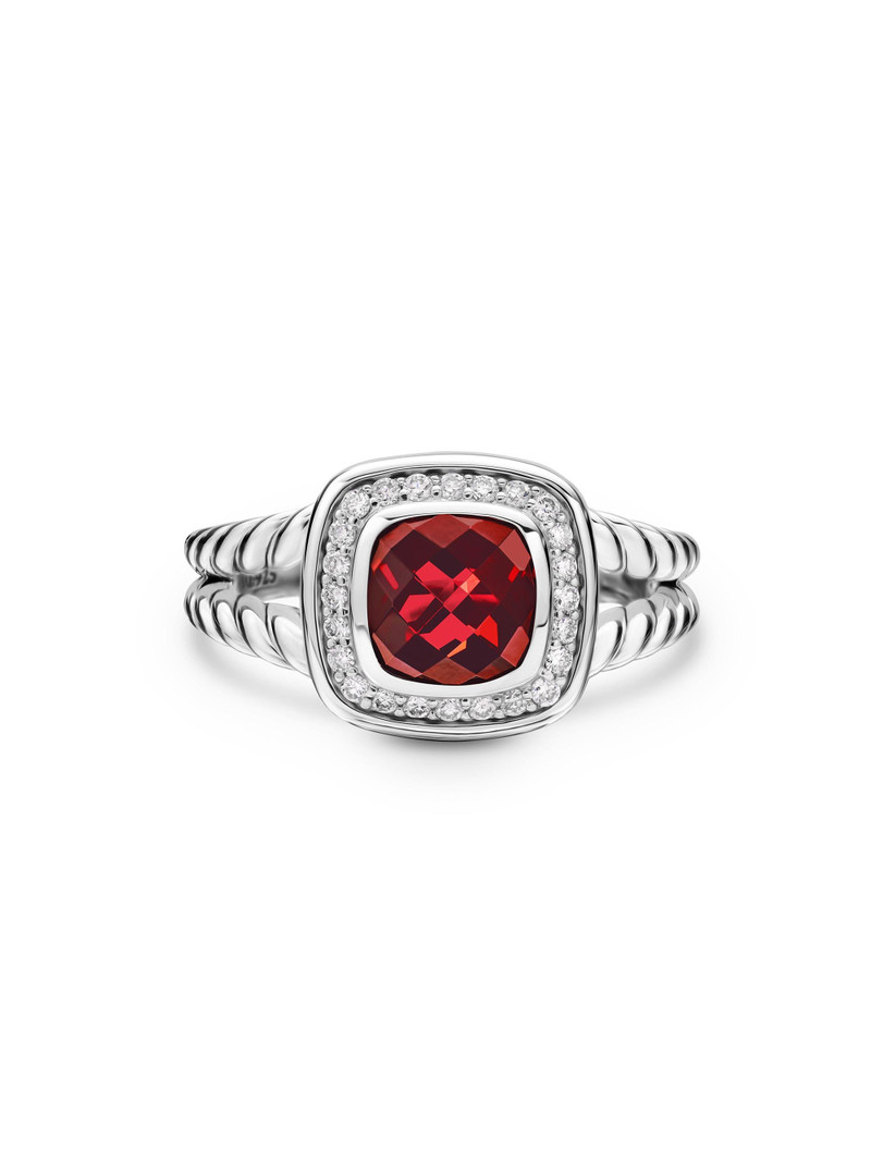 Women's Petite Albion Ring With Pavé Diamonds - Garnet 4