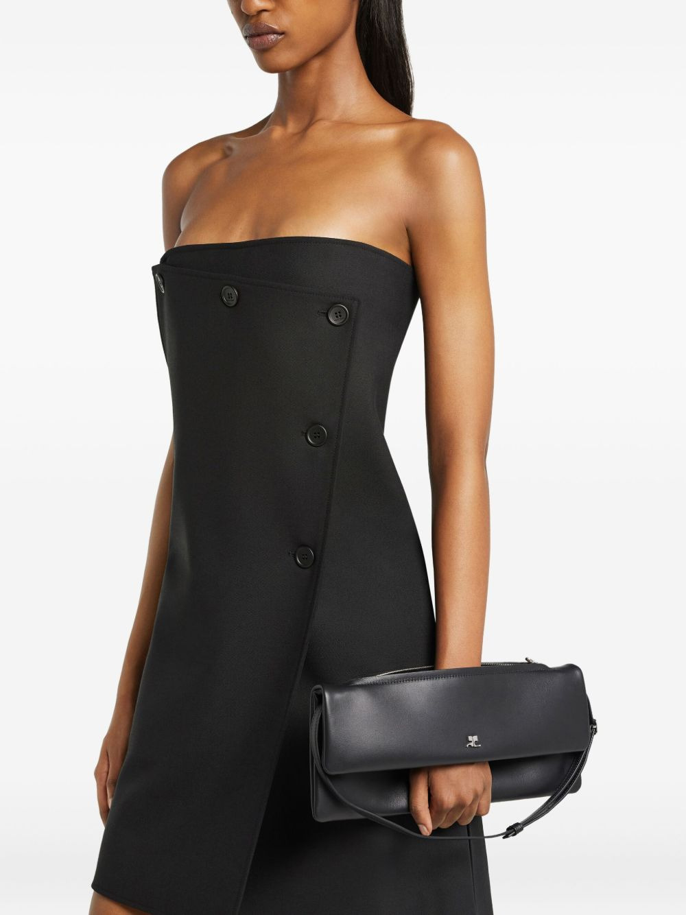 strapless button-fastening mini dress - 5