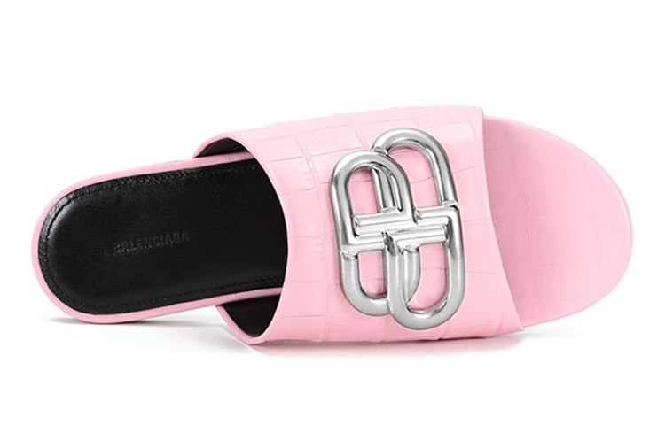 (WMNS) Balenciaga BB Cosy Mules 'Pink Black' 629537WA9D35681 - 5