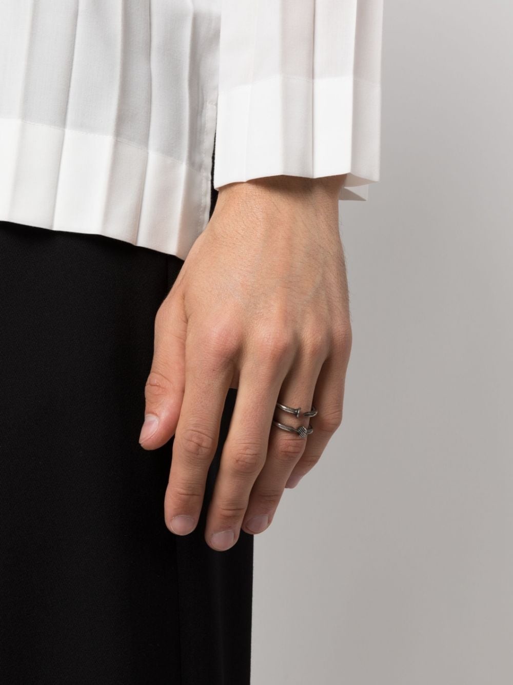 hammered-nails sterling silver ring - 2