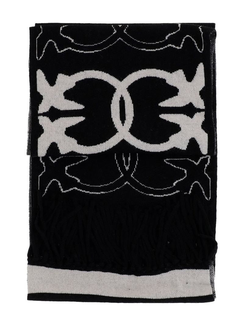 PINKO Love Birds fringed scarf outlook