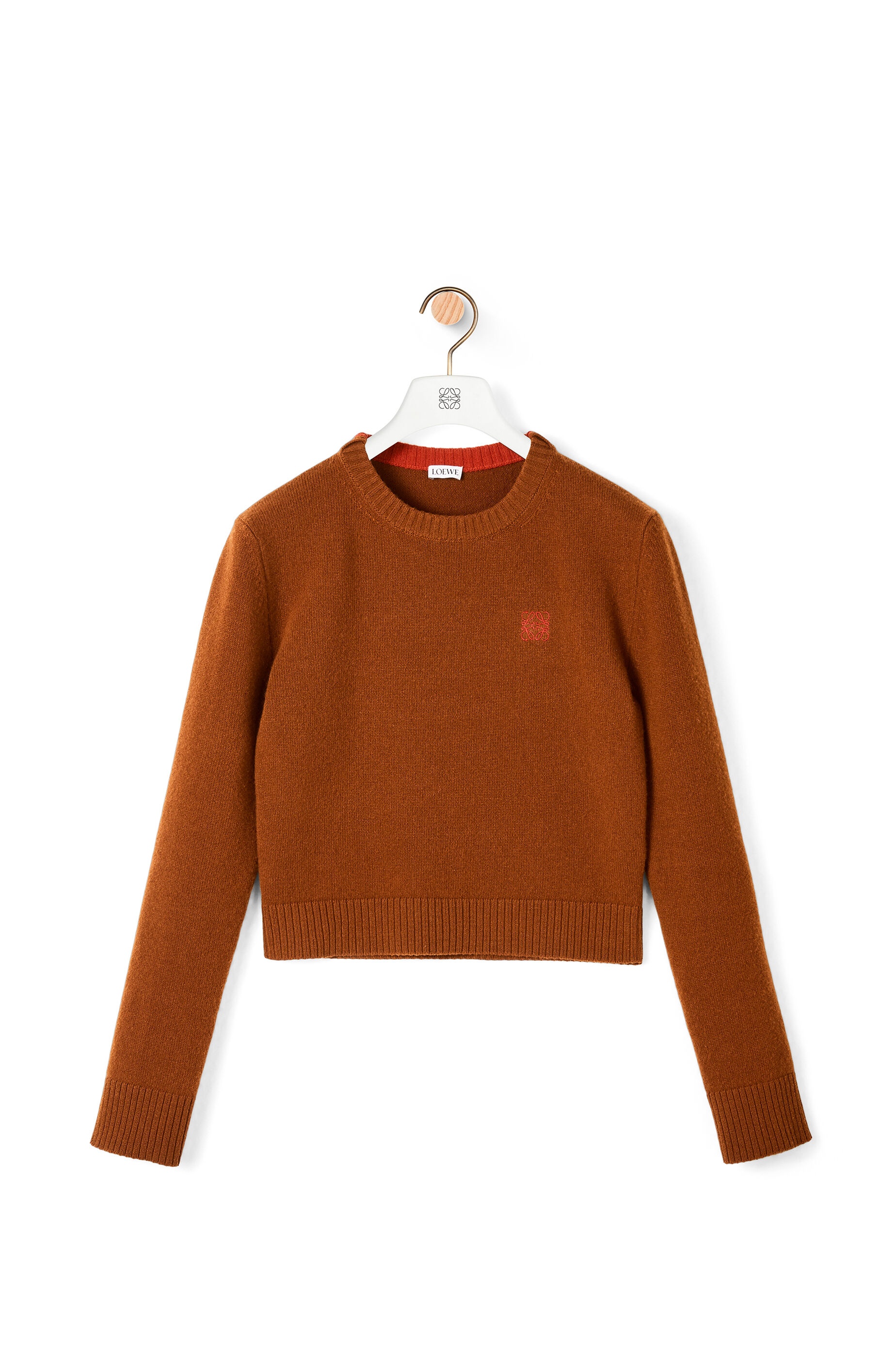 Anagram embroidered cropped sweater in wool - 1