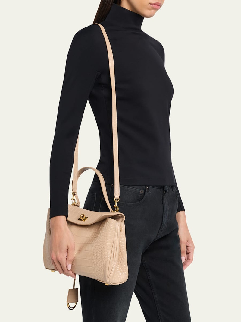 BALENCIAGA Rodeo Small Croc-Embossed Top-Handle Bag outlook