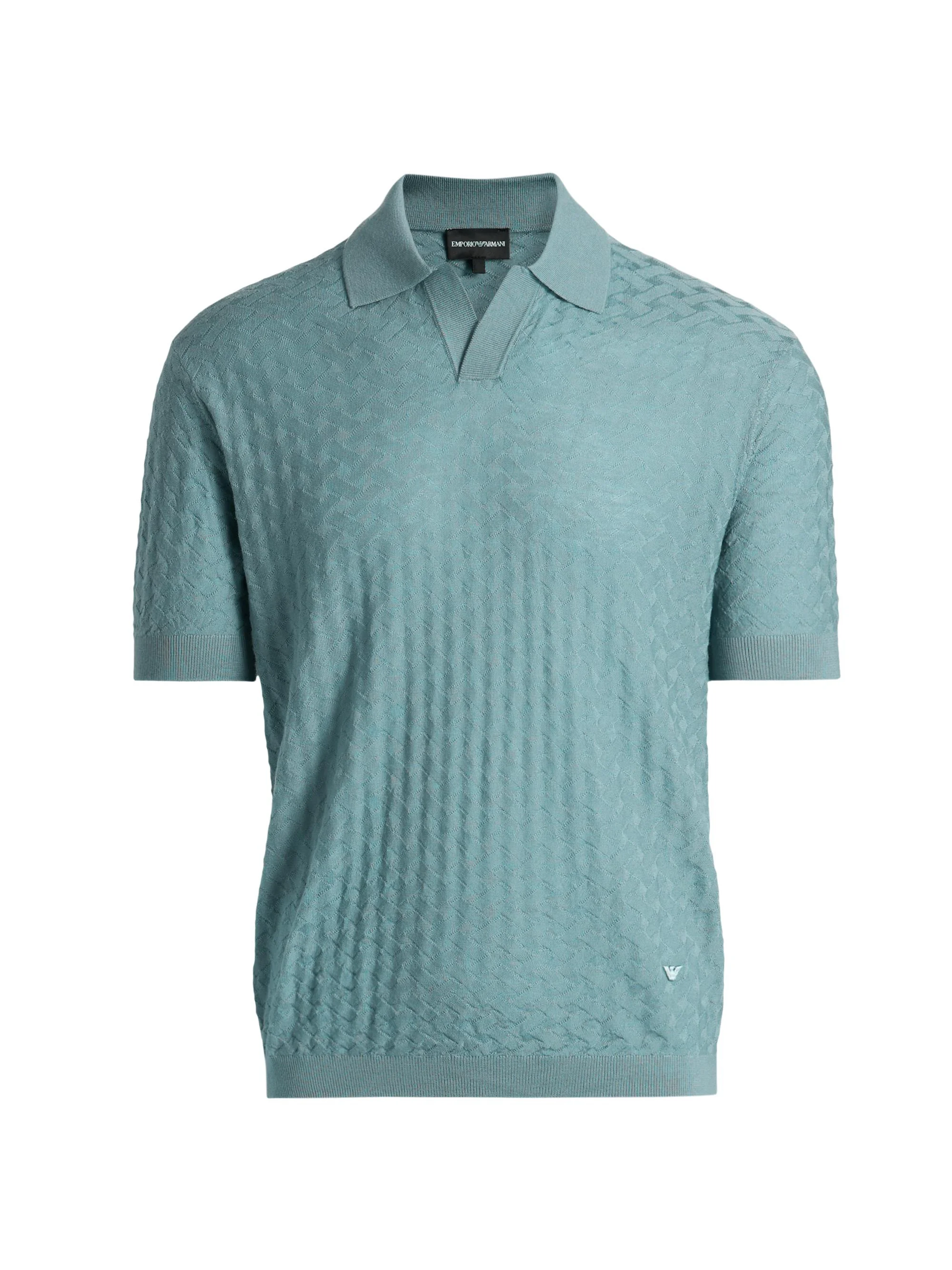 Men's Tonal Basketweave Wool Sweater - Teal - 1