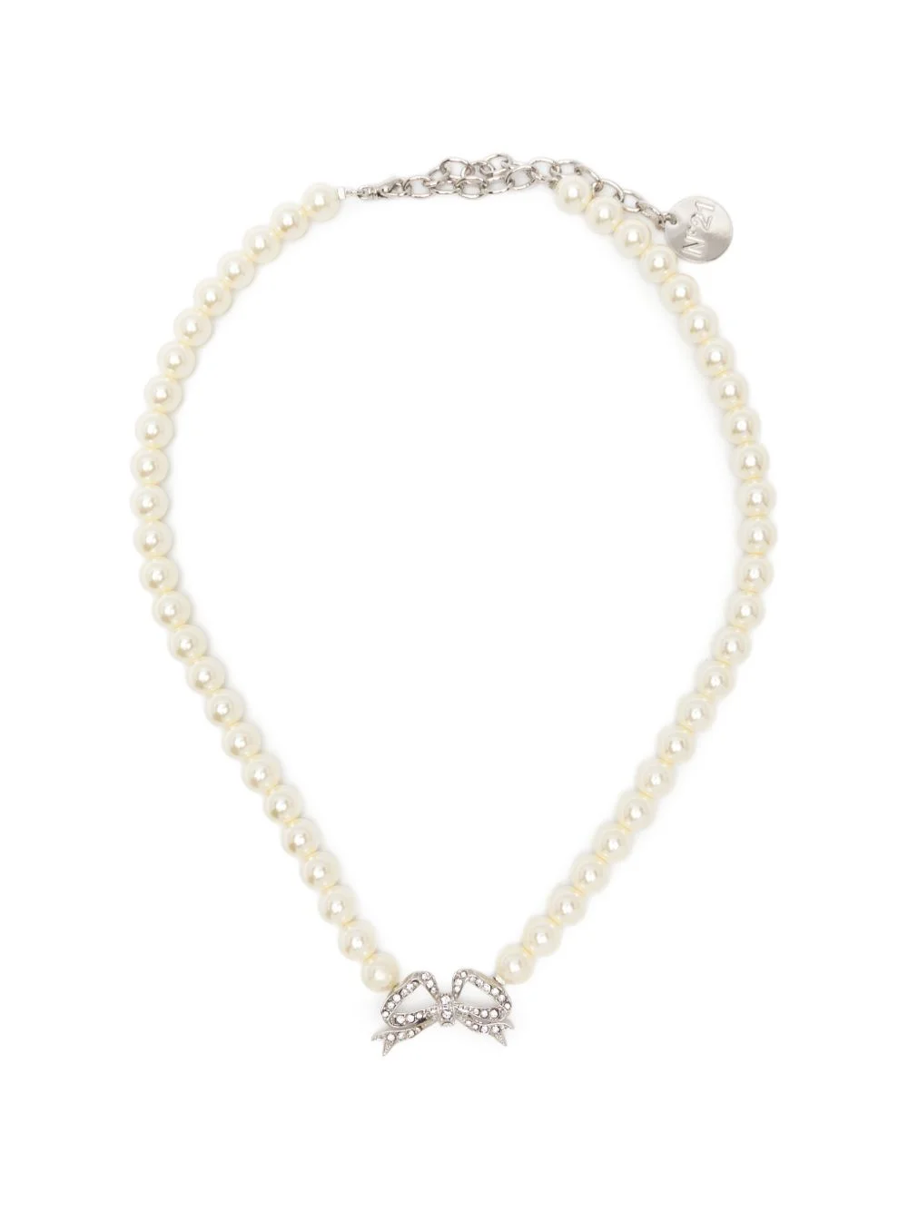crystal-embellished bow-pendant necklace - 1