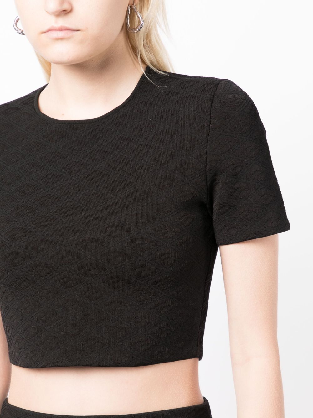 logo-jacquard cropped T-shirt - 5