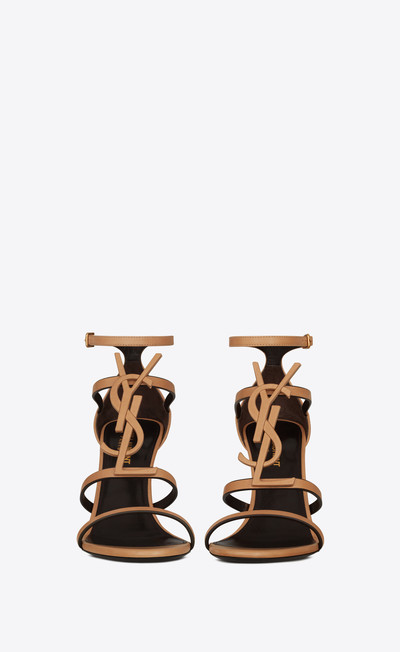 SAINT LAURENT cassandra sandals in vegetable-tanned leather with brown gold monogram outlook