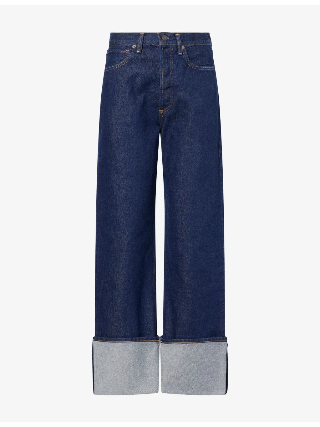 Big Cuff Straight-Leg Denim Jeans - 1