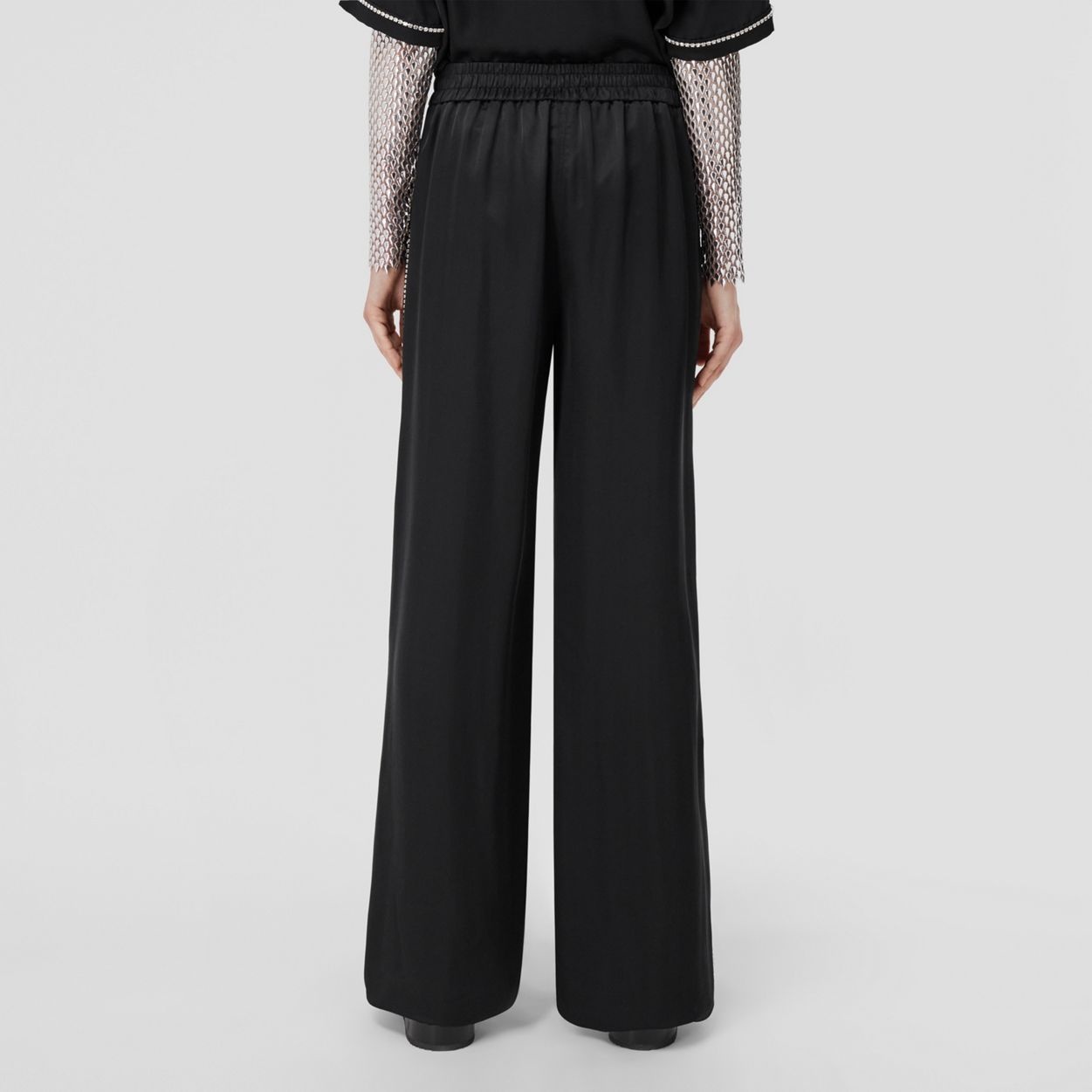 Crystal Stripe Silk Satin Blend Wide-leg Trousers - 4