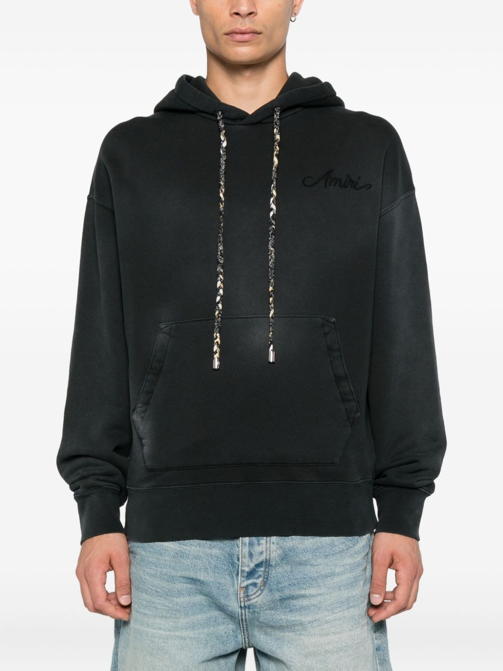 embroidered drawstring hoodie - 3