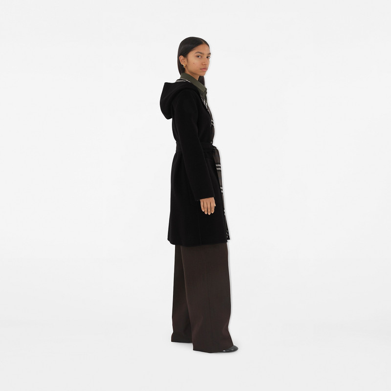 Mid-length Reversible Check Wool Car Coat 4