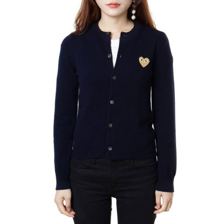 (WMNS) COMME des GARCONS PLAY Cardigan Gold Emblem 'Navy' AZ-N049-051-2 - 2