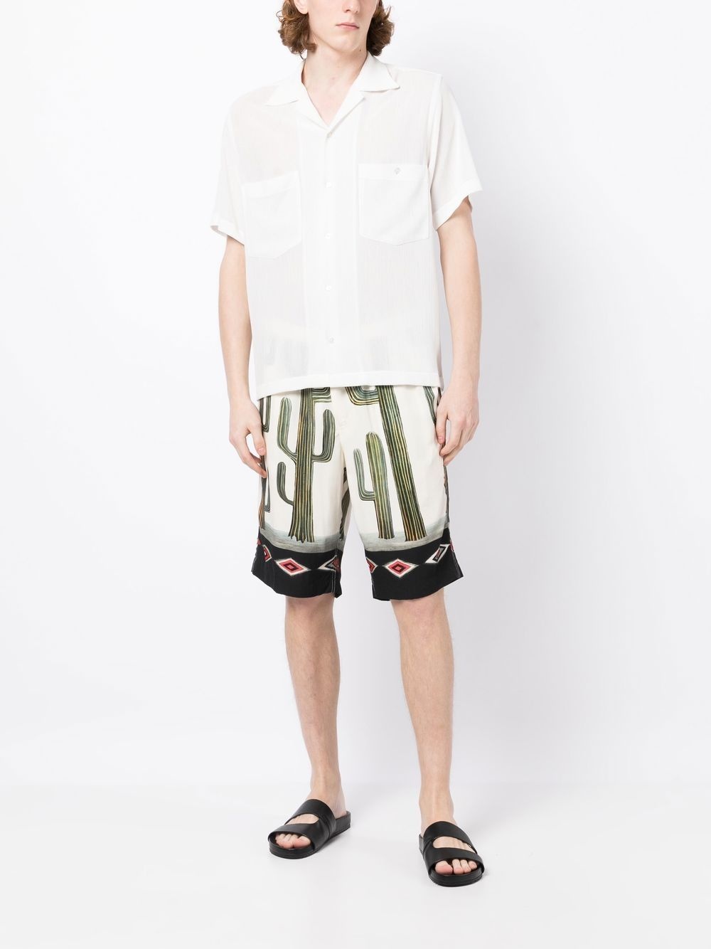 graphic-print rayon shorts - 2