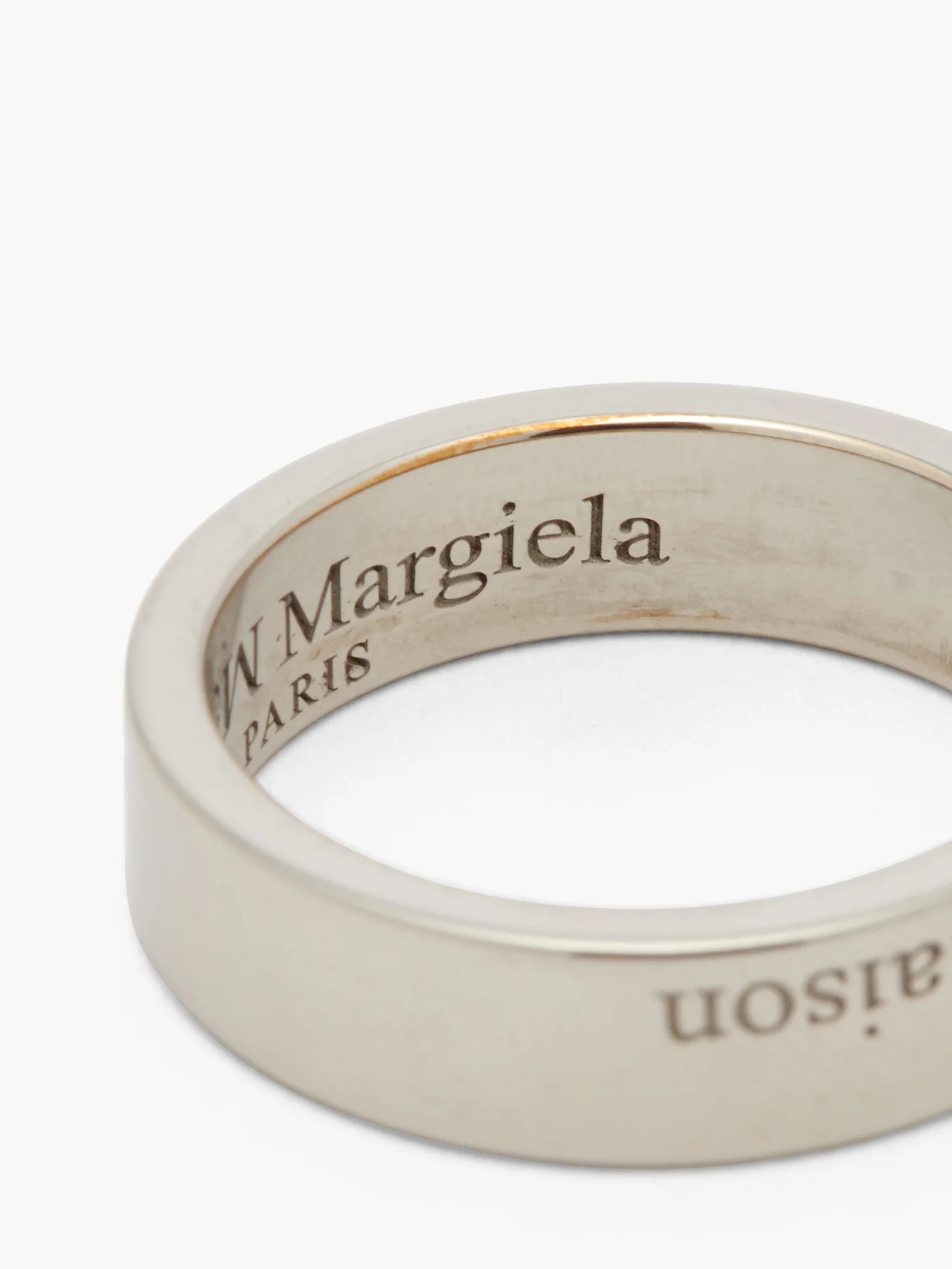 Logo-engraved tarnished silver ring - 4