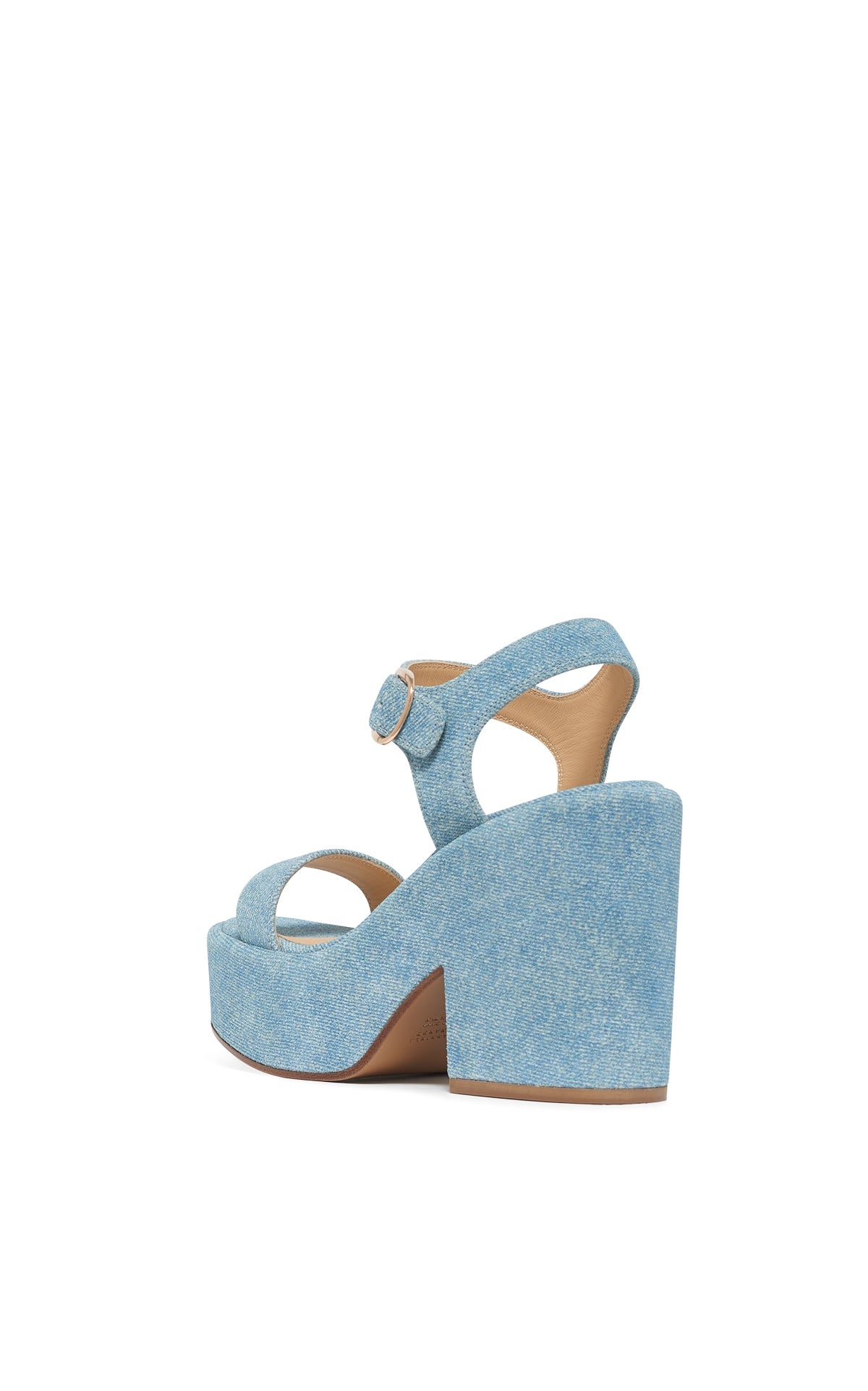 Iman Platform Sandal in Light Blue Suede Denim - 3