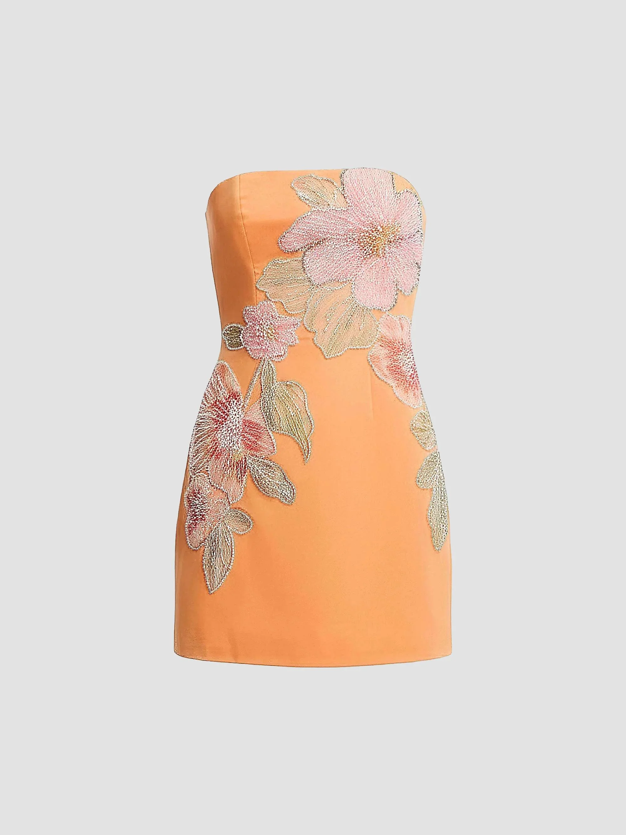 Women's Camilla Beaded Satin Strapless Minidress - Apricot Multi - 1