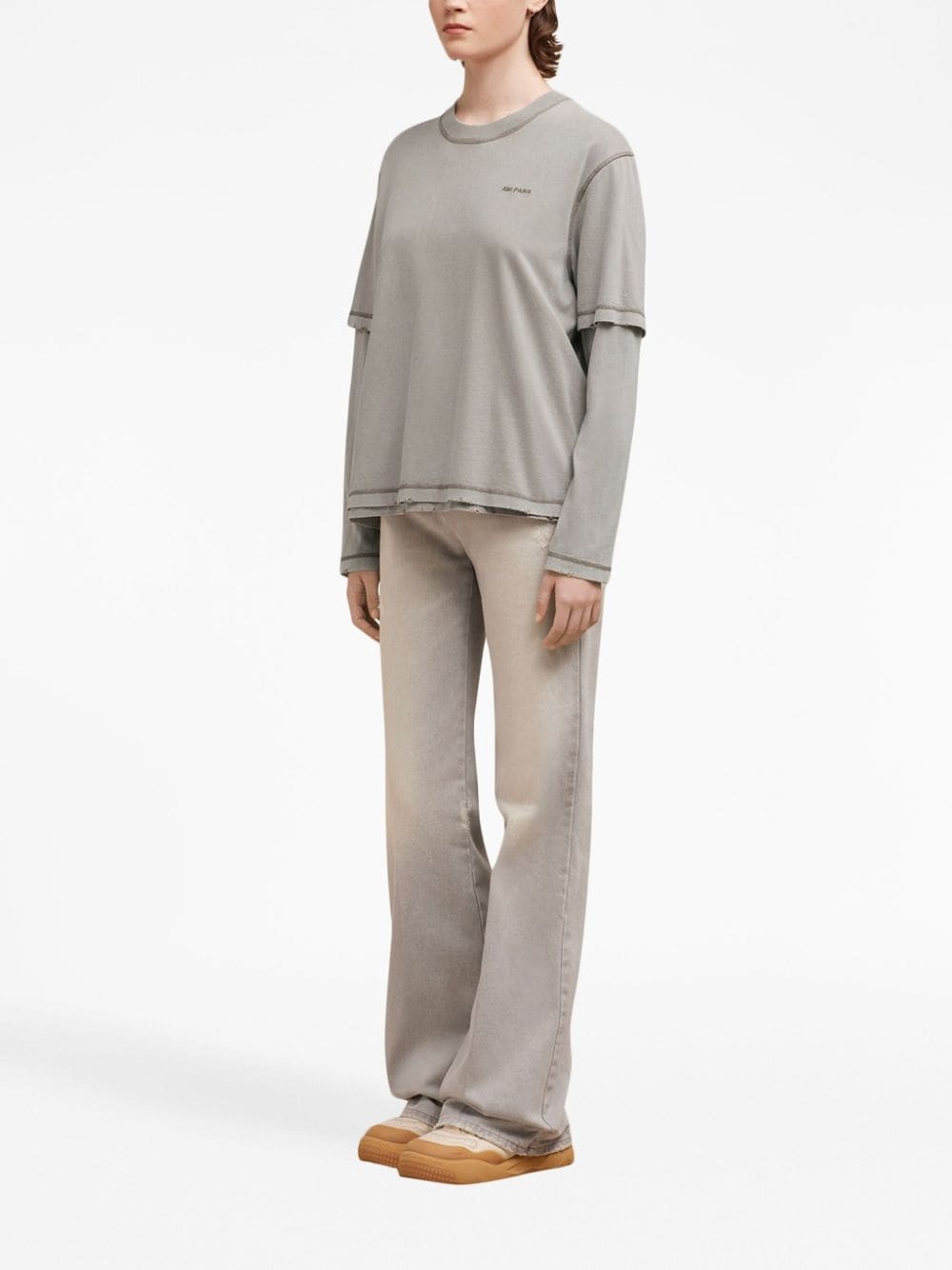 embroidered-logo layered sweatshirt - 3