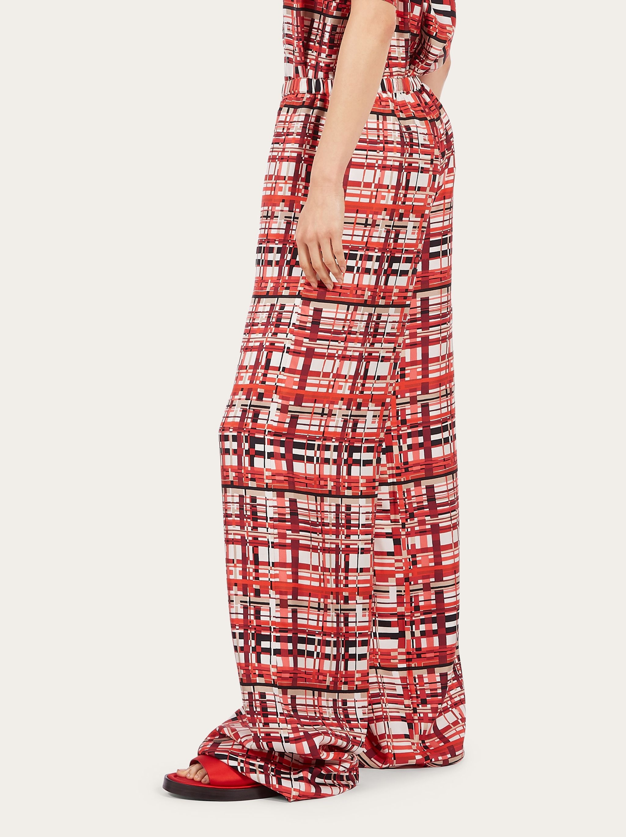 Check print wide leg trouser - 3