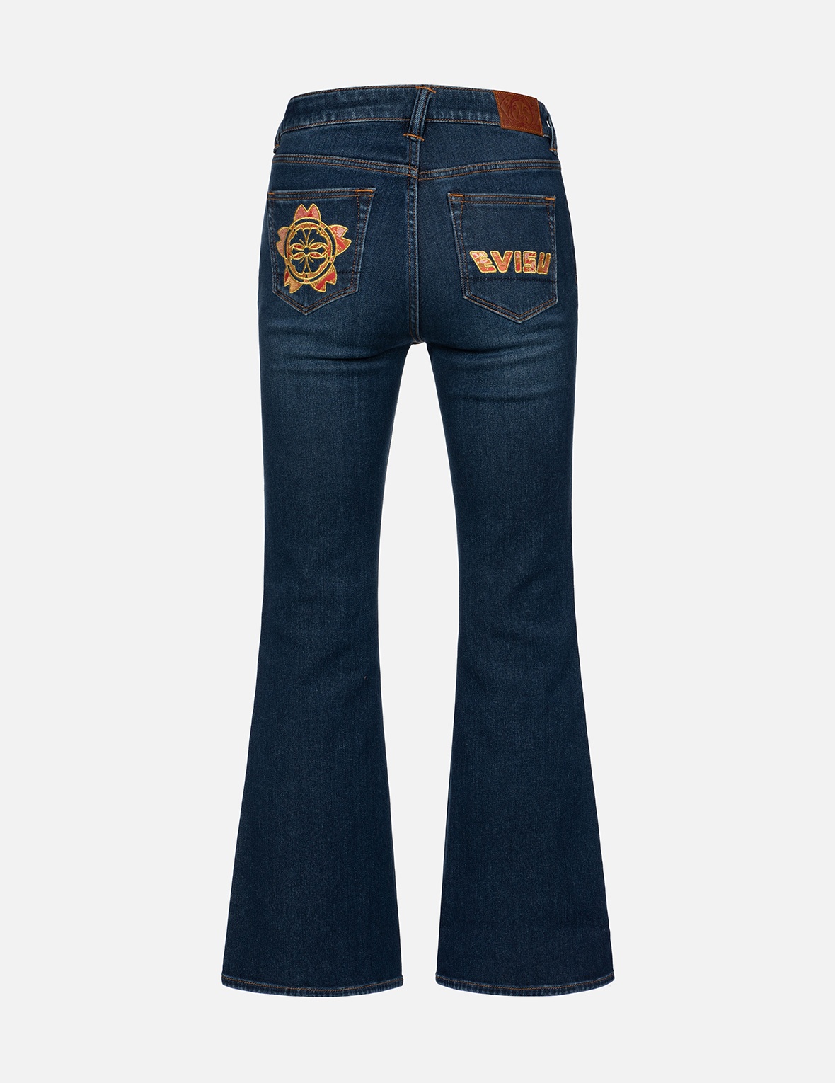 BROCADE KAMON AND LOGO BOOT CUT JEANS - 1