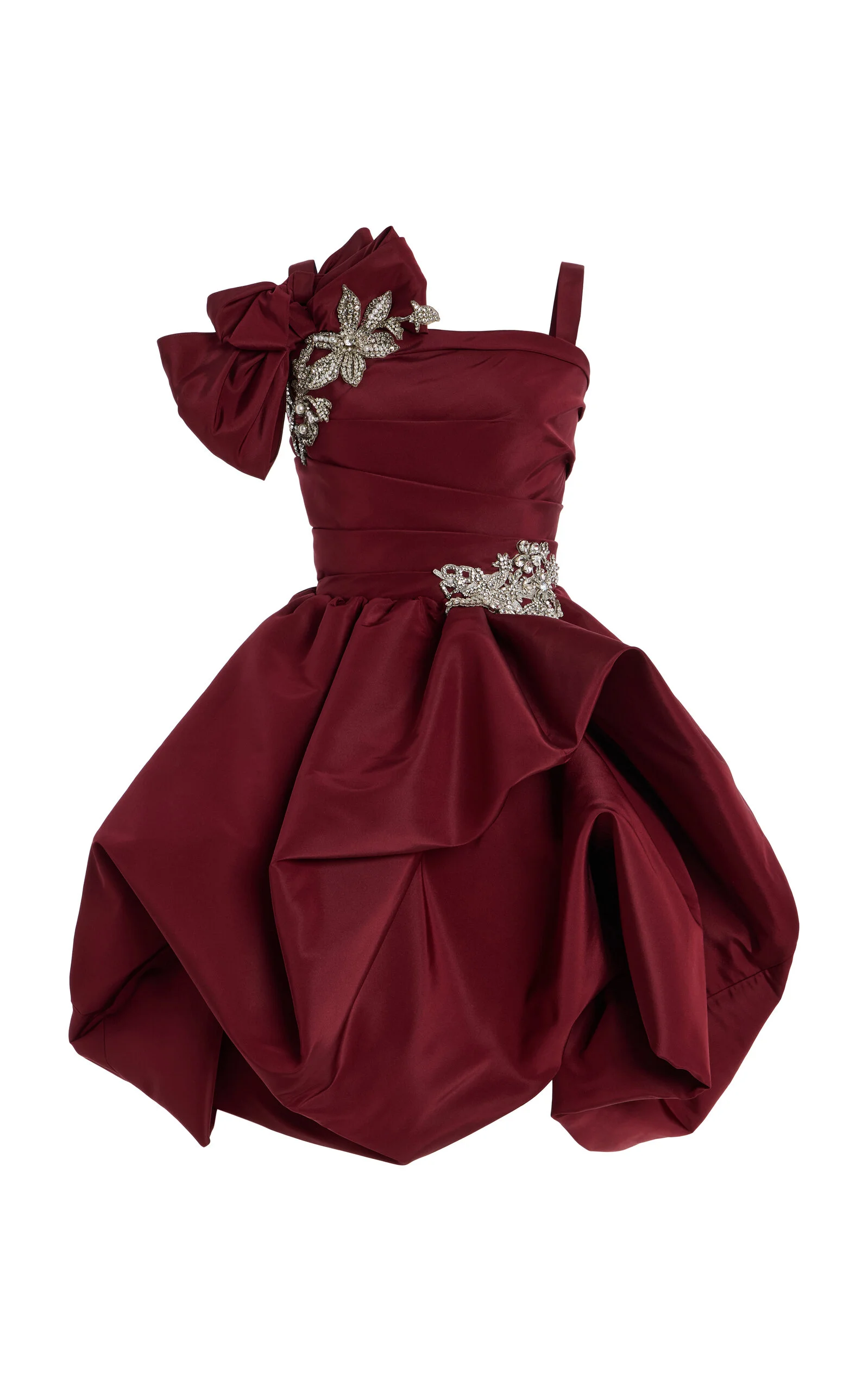 Embellished Silk Cocktail Dress burgundy - 1