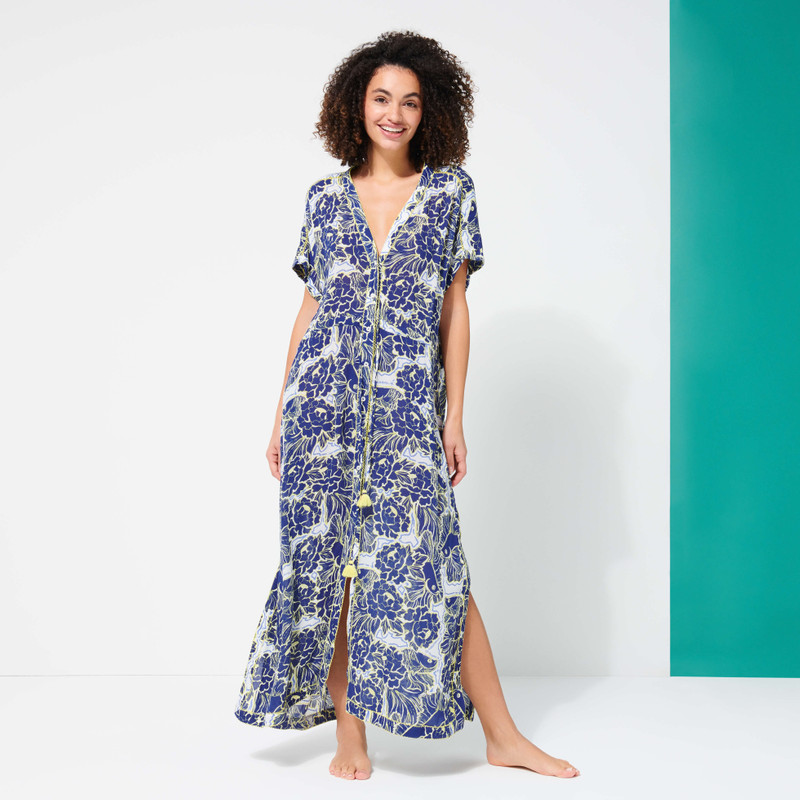 Women Maxi Dress Hidden Fishes - Vilebrequin x Poupette St Barth 3