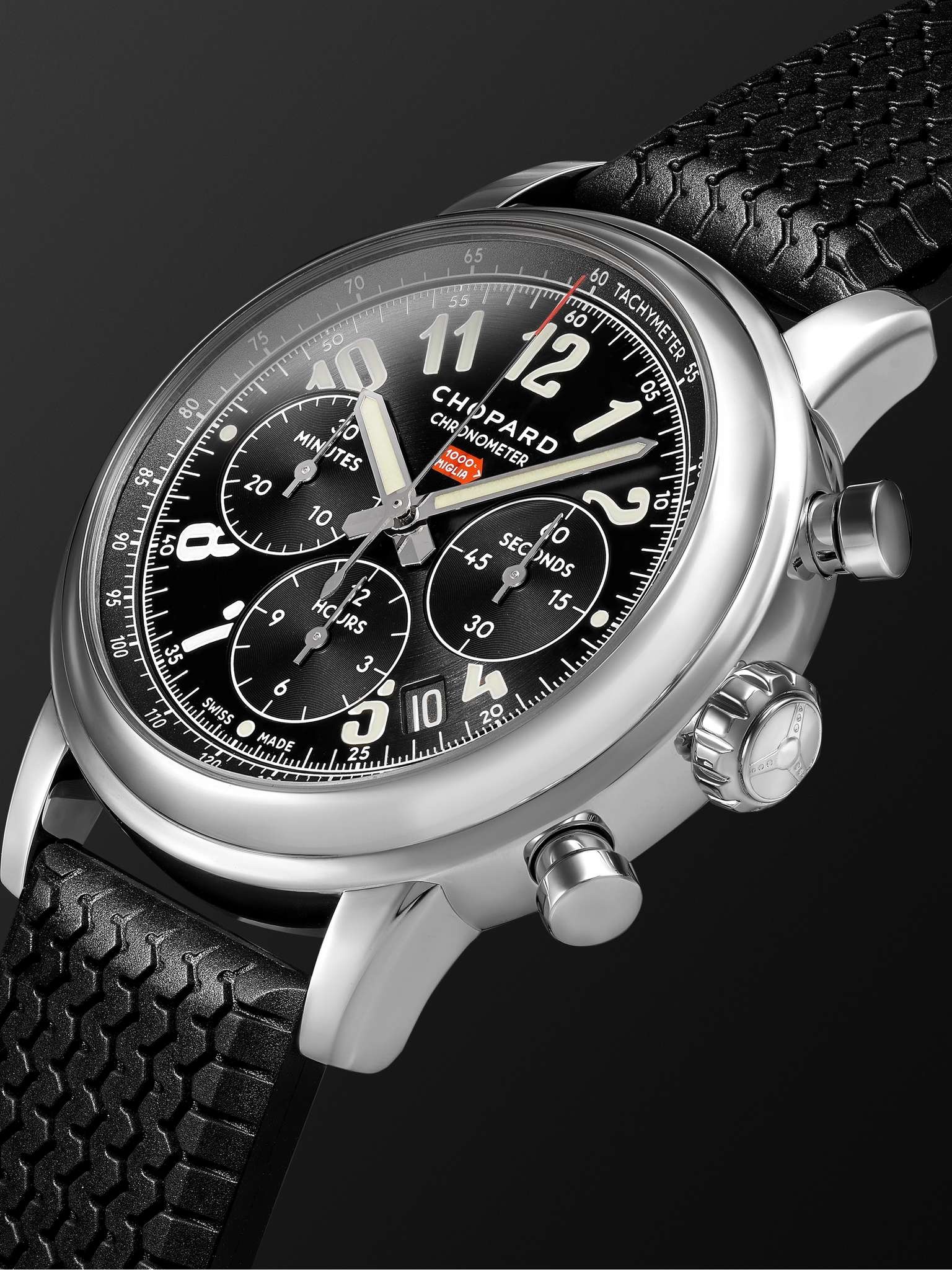 Mille Miglia Classic Chronograph Automatic 42mm Stainless Steel and Rubber Watch, Ref. No. 168589-30 - 4