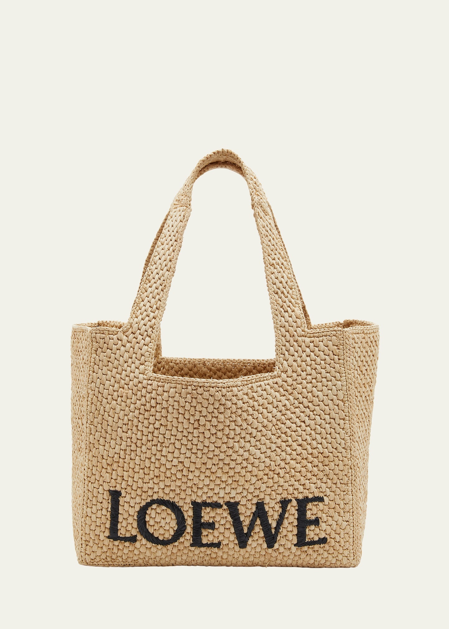 x Paula’s Ibiza Logo Medium Raffia Tote Bag - 1