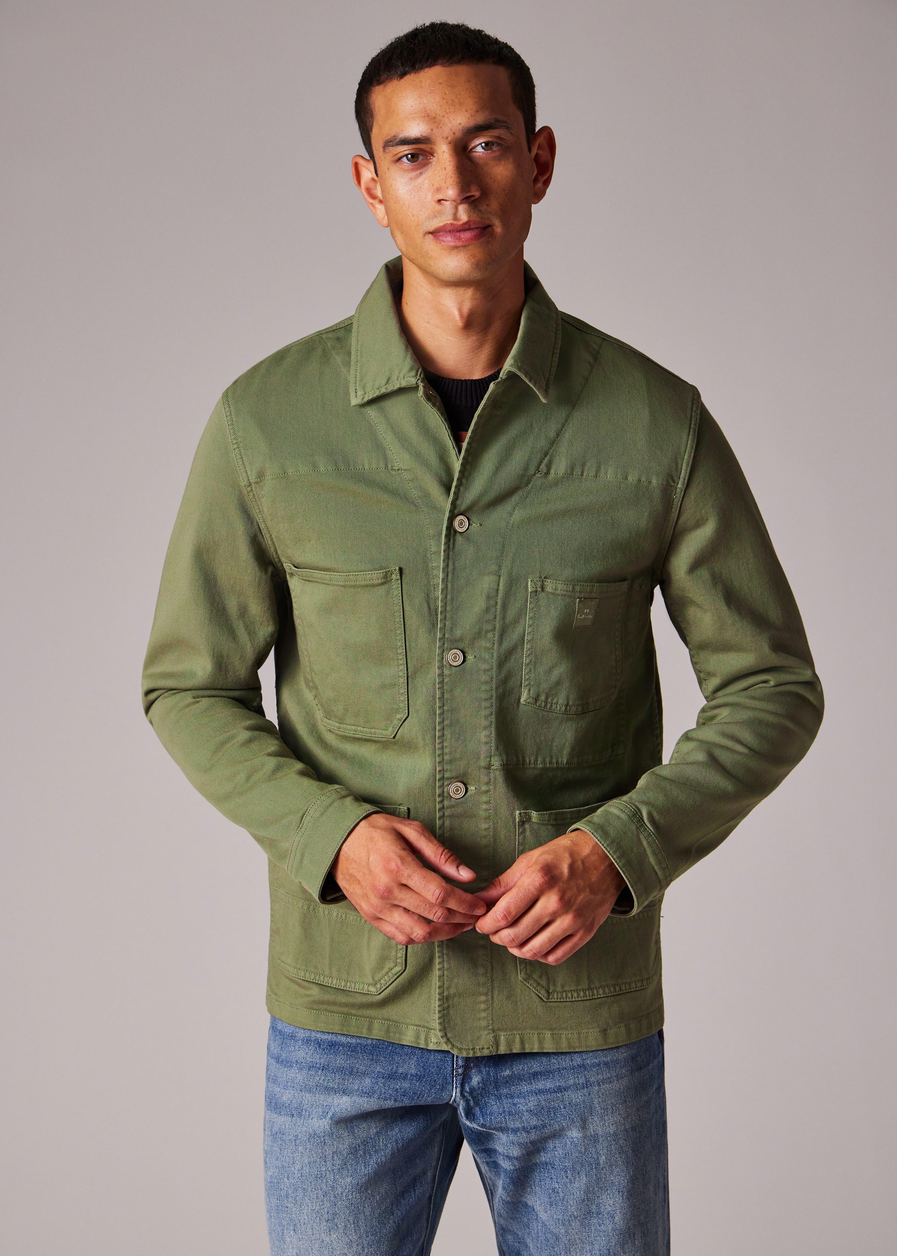Khaki Stretch Cotton-Twill Chore Jacket - 9