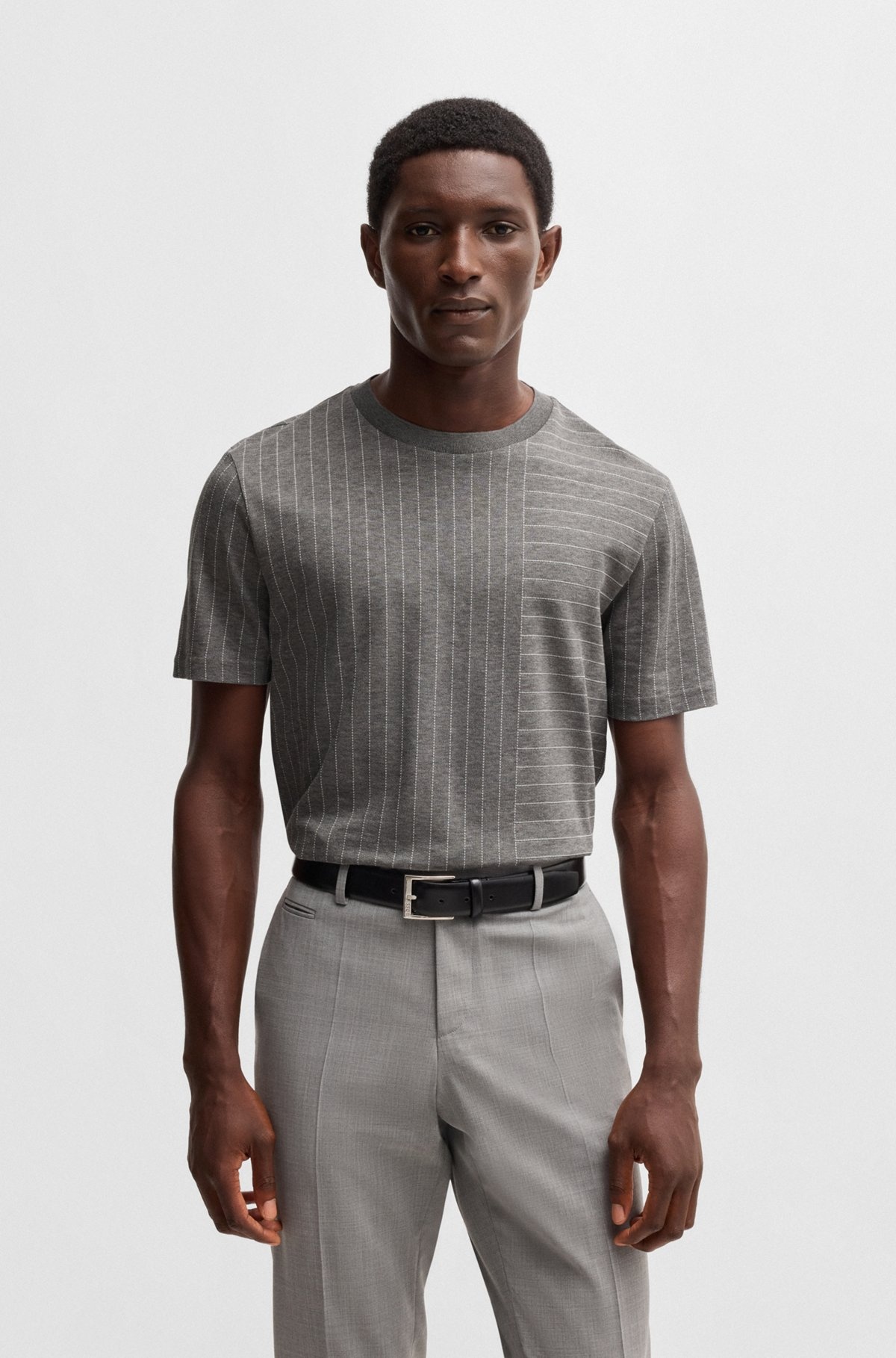 MERCERIZED-COTTON T-SHIRT WITH MIXED STRIPES - 2