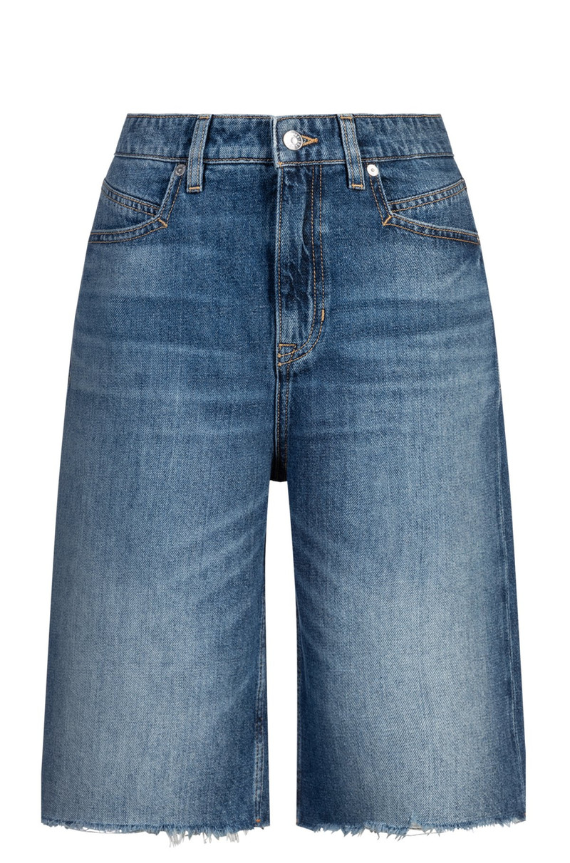 KNEE-LENGTH DENIM SHORTS WITH RAW HEM 1