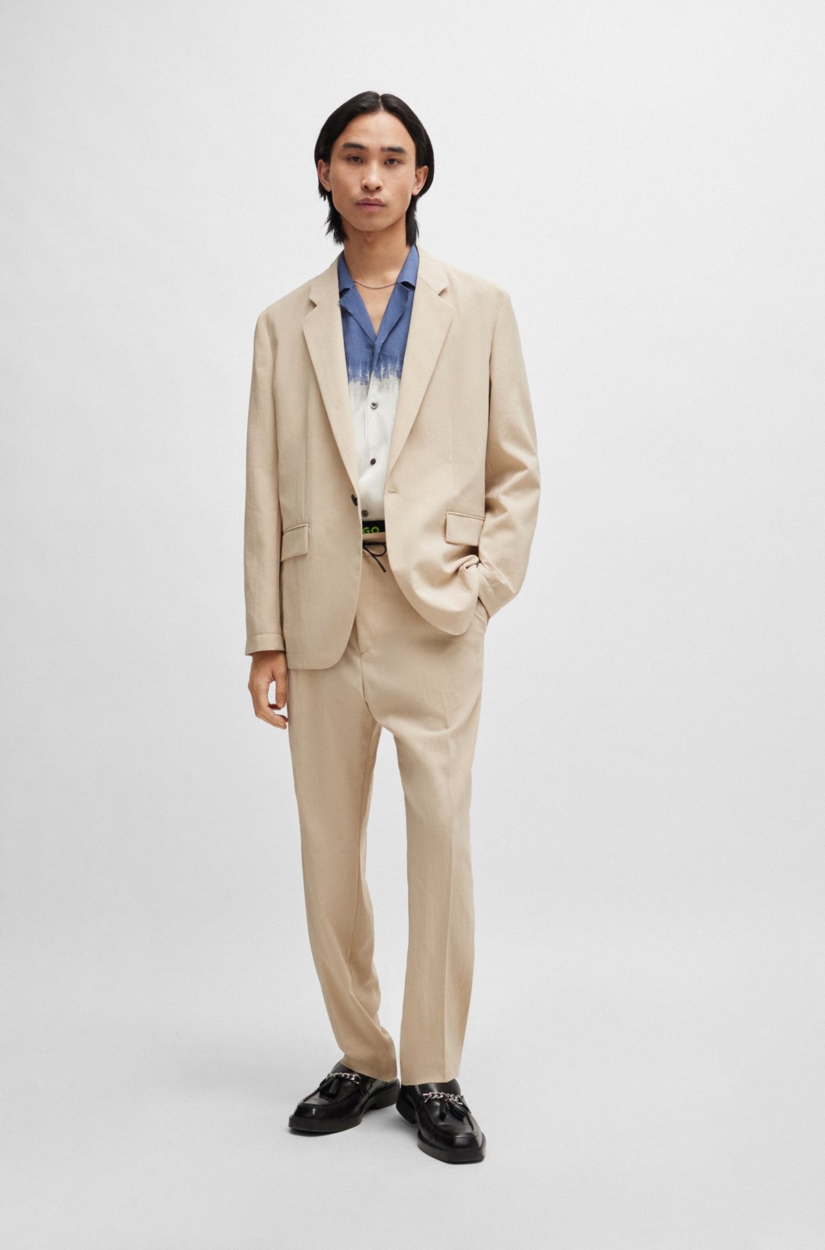 MODERN-FIT JACKET IN LINEN-LOOK FABRIC - 3