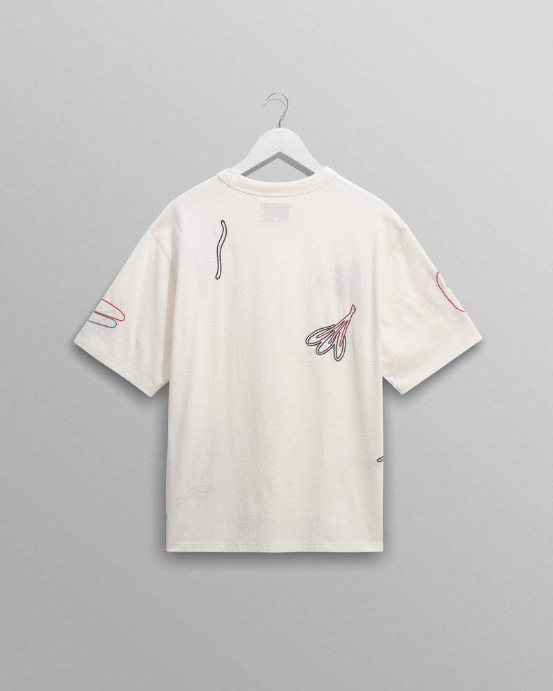 Milton - Ecru Embroidered Organic Cotton T-Shirt 11