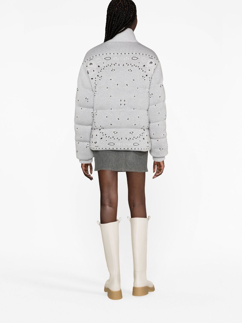 bandana-print zip-up down jacket - 4