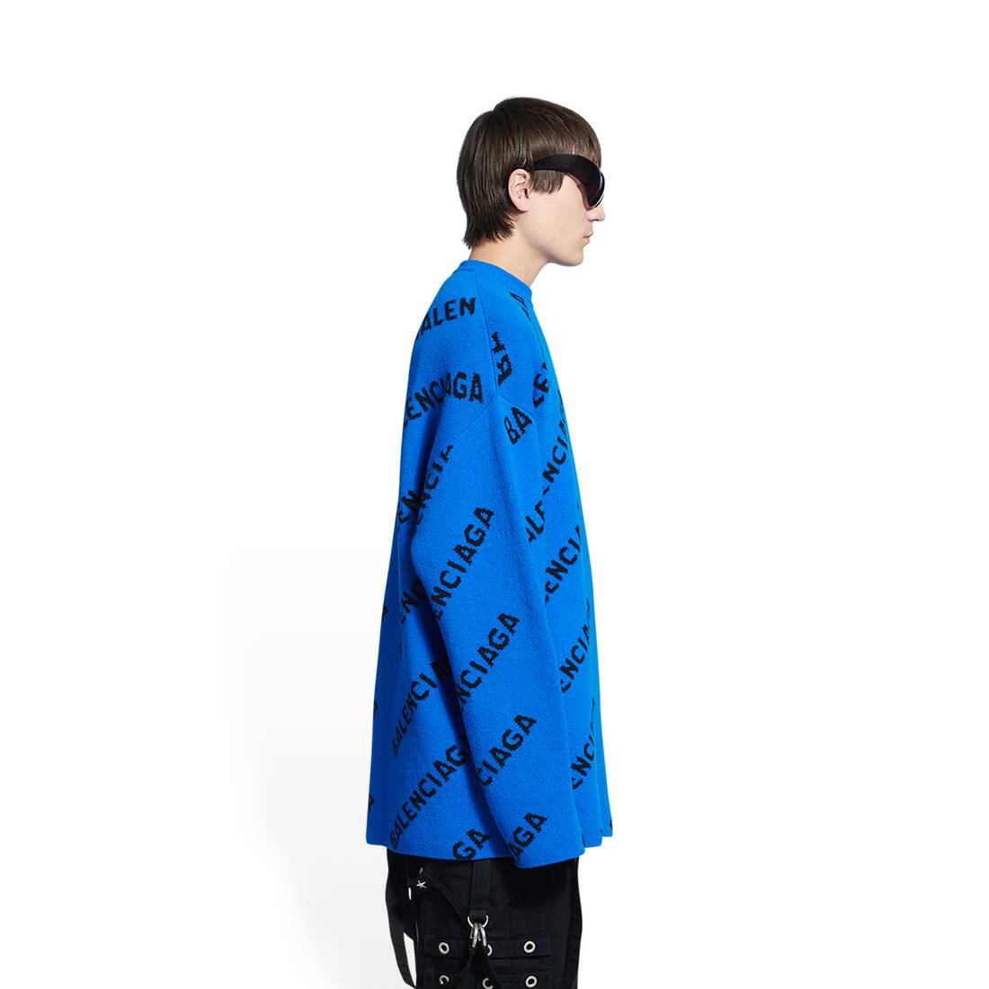 Men's Allover Logo Sweater in Blue - 3
