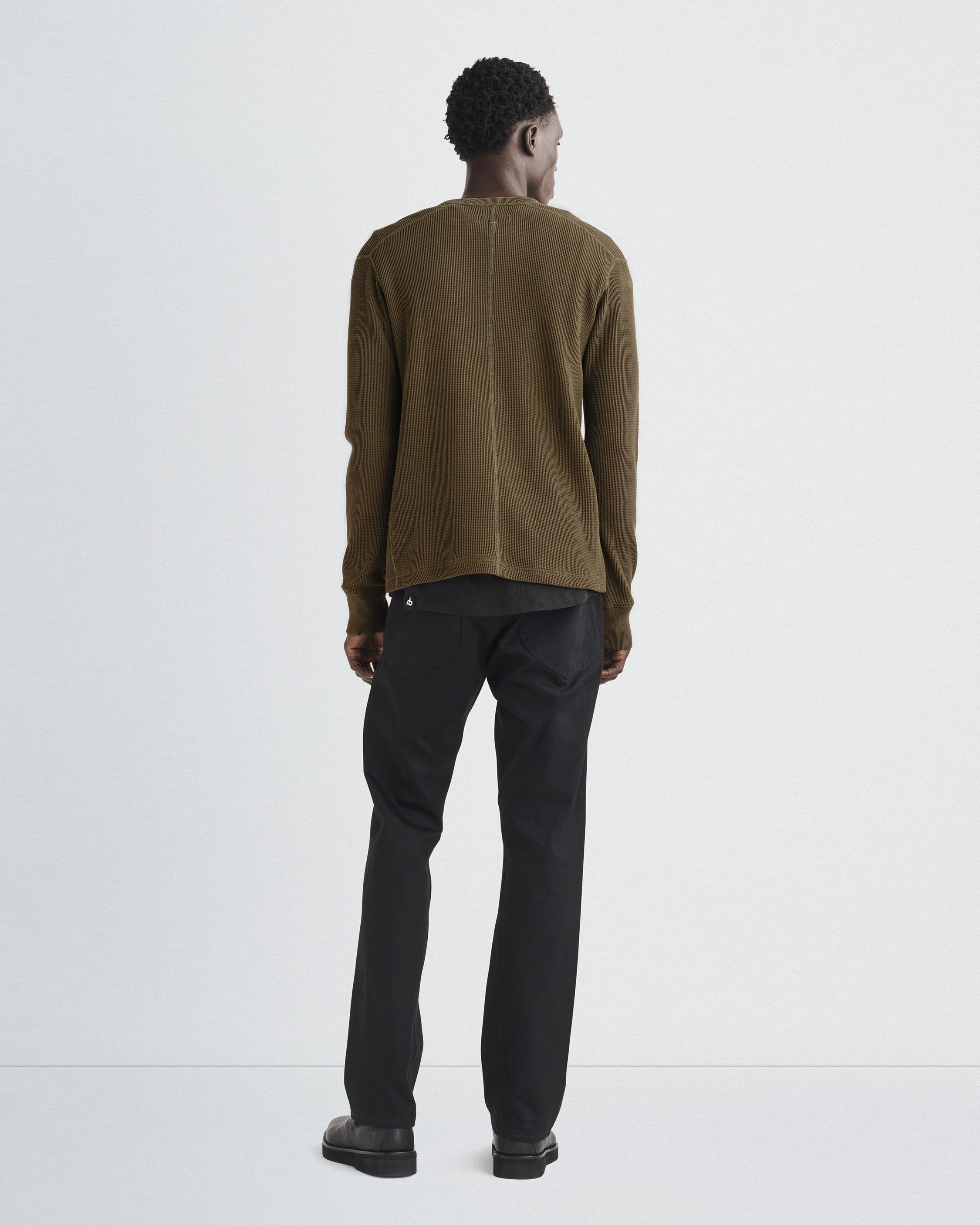 Garment Dyed Waffle Henley
Cotton Long Sleeve Shirt - 4
